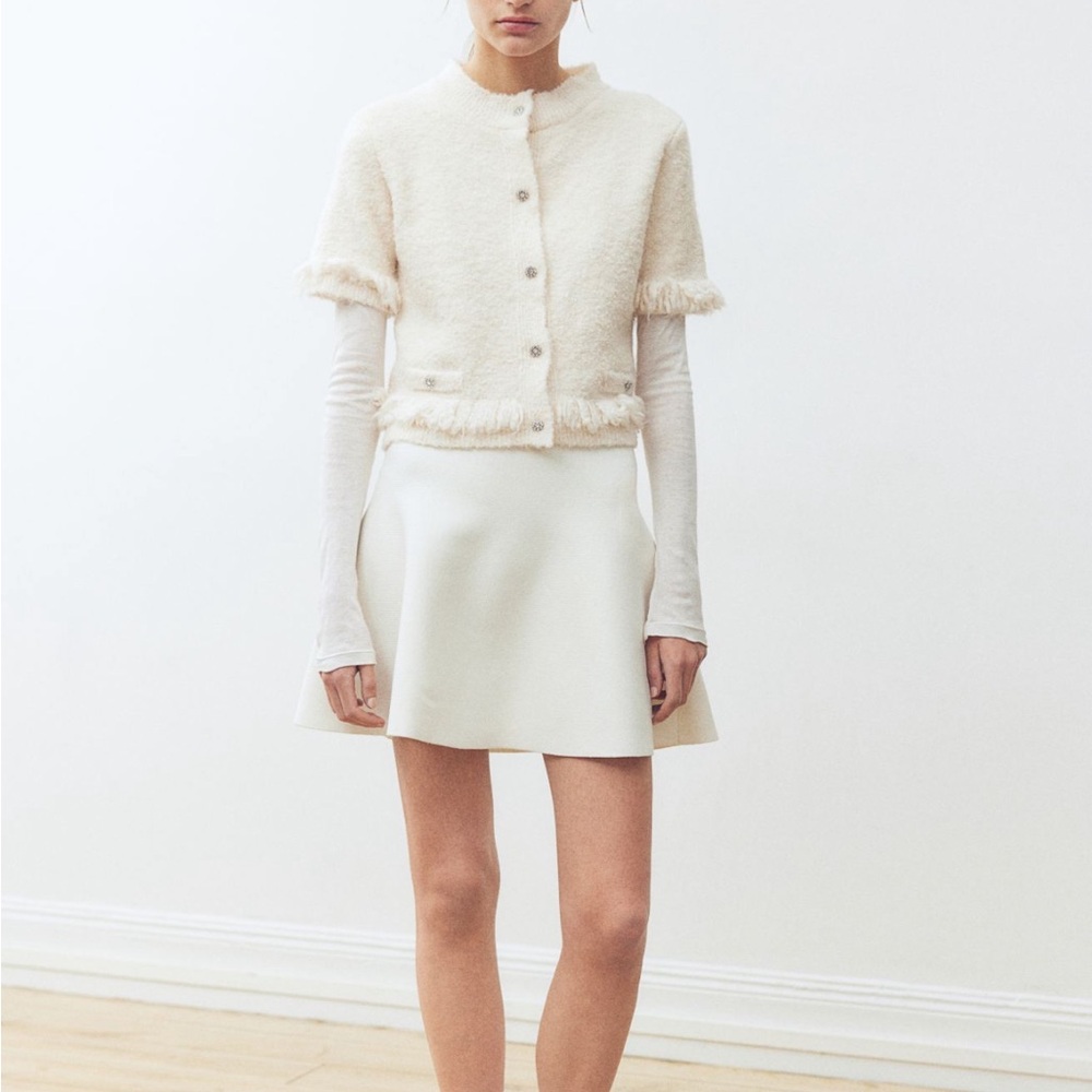 H&M bouclé knit short sleeve cardigan